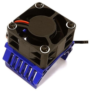 C28605BLUE 42mm Motor Heatsink+40x40mm Cooling Fan 16k rpm for Traxxas 1/10 E-Maxx