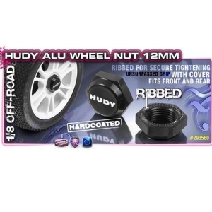 293560 HUDY ALU WHEEL NUT WITH COVER - RIBBED (2) (17mm)