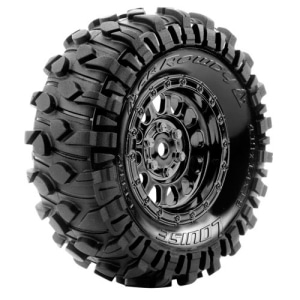 L-T3347VBC CR-ROWDY CLASS1 1/10 Scale 1.9 Crawler Tires Super Soft Compound / Black Chrome Spoke Rim Inserts (2) (반대분) (1/10락크라울링 타이어)