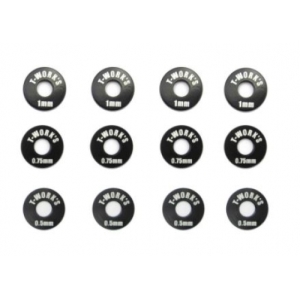 TA-030BK Aluminum Wheel Shim Set (Black) 0.5, 0.75, 1mm each 4 pcs. (#TA-030BK)