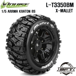 L-T3350BM X-MALLET ARRMA KRATON 8S MFT MONSTER TRUCK TIRE SPORT / BLACK RIM HEX 24MM / MOUNTED / 본딩완료(반대분)(1/5Scale타이어)