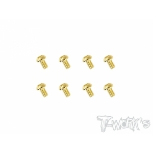 GSS-2504B 2.5x4mm Gold Plated Steel Button Head Screws（8pcs.)