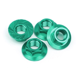 (948408) M4 Aluminum Serrated Lock Nuts 4pcs Green