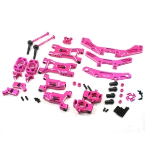 SKD4-S01PK Aluminum D4 Steering &amp; Suspension Upgrade Kit For 3Racing Sakura D4 AWD RWD Pink