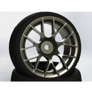 CR Model 1/10 Touring Drift Tires+Wheels Gunmetal (2) (#CHM-D1)