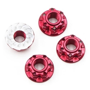 YA-0448RD 4mm Aluminium Wheel Flange Lock Nut 4pcs For RC Car Red