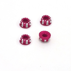 (938635) M4 Aluminum Serrated Flange Lock Nuts 4pcs Pink