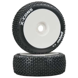 Duratrax 1/8 X-Cons Buggy Tire C3 Mounted White (2)