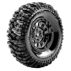 L-T3346VBC CR-MALLET CLASS1 1/10 Scale 1.9 Crawler Tires Super Soft Compound / Black Chrome Spoke Rim Inserts (2) (반대분) (1/10락크라울링 타이어)