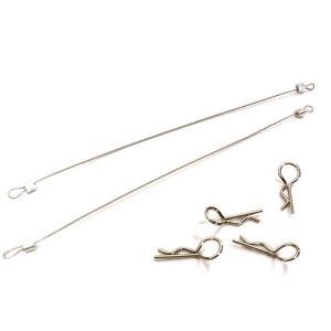 C27666SILVER Secured Body Clip (4) with 160mm Retainer Link for 1/10 MONSTER