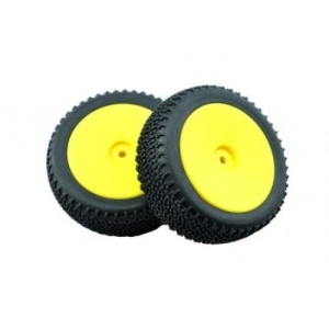 L6002Y LC Racing EMB-1 FRONT TIRE (2), 12mm HEX / Yellow Wheel