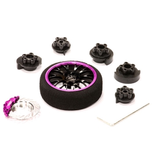 C23307PURPLEBLACK Evolution V Steering Wheel Set for Most HPI, Futaba, Airtronics, Hitec &amp; KO