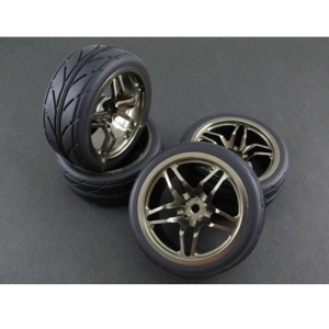 TOP70128gu Semi-Forged Wheel &amp; Tire set Spider-10 (4) for 1/10 (Gun Metal)