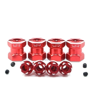 WA-023RD Aluminum Hex Adaptor 15mm Offset For 12mm Hex Wheels Red 4pcs