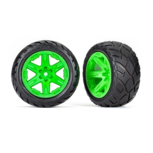 AX6775G Tires &amp; wheels, assembled, glued (2.8&quot;) (RXT green wheels, Anaconda tires, foam inserts)