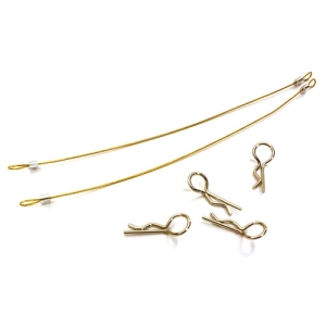 C27665GOLD Secured Body Clip (4) with 140mm Retainer Link for 1/10 Off-Road Crawler