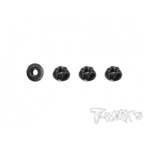 TA-126BK 7075-T6 Light Weight Low Profile Serrated M4 Wheel Nuts (4pcs)