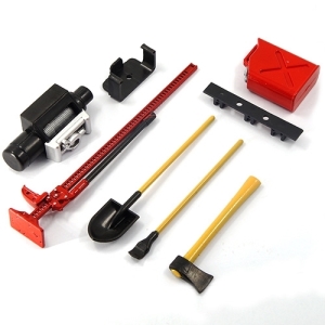 락햄머2 악세사리 1/10 RC Rock Crawler Accessory Tool Set Axes Digging Shovel Oil Tank High Jack Winch Pry Bar 트라이얼 악세서리