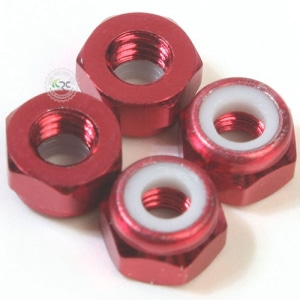 L4-4321-R 4mm Alum. Lock Nut (Red/4Pcs)