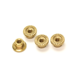 SMJ1345L ACHINE CUT BRASS SERRATE LARGE FLANGED WHEEL NUT M4 (4pcs)