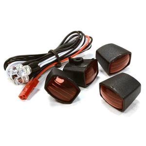 C26288RED Realistic Red Color Spot Light (4) w/ LED, Plastic Housing for 1/10 &amp; 1/8 Scale (Red)
