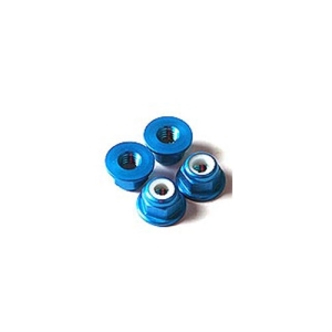 LP4-4321-LB  4mm Alum. Flanged Lock Nut (Blue/4Pcs)