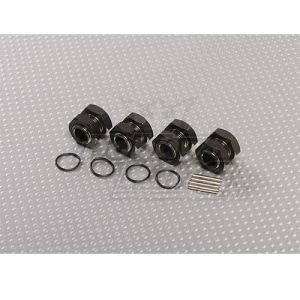 151000050 Turnigy Titanium Color Aluminum 1/8 Wheel Adaptors with Wheel Stopper Nuts (17mm Hex - 4pc)