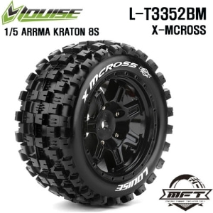 L-T3352BM X-MCROSS ARRMA KRATON 8S MFT MONSTER TRUCK TIRE SPORT / BLACK RIM HEX 24MM / MOUNTED / 본딩완료(반대분)(1/5Scale타이어)