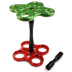 C25231REDGREEN Billet Machined Shock Stand Tool for 1/10 Size Drift &amp; Touring Car (RedGreen)