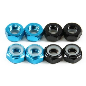 724000012-0 Aluminum Flange Low Profile Nyloc Nut M5 (4 Black CW &amp; 4 Light Blue CCW)