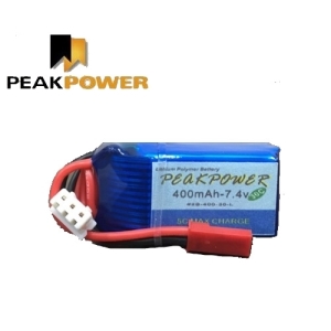 2S-400-30-L PEAKPOWER 7.4v 400mah 30C 리포배터리 ( LED/AH-64 Apache헬기/소형 비행기용) 무게25g 초경량