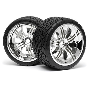 4731 MOUNTED PHALTLINE TIRE 140x70mm on TREMOR WHEEL CHROME - 세비지용 온로드타이어 (반대분)