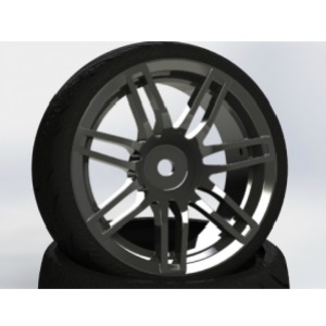 CR Model 1/10 Touring Drift Tires+Wheels Nature Black (2) (#4RNK-D1)