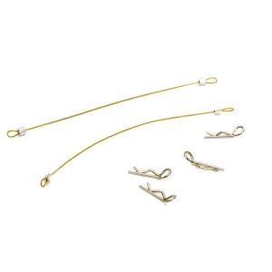 C27667GOLD Secured Body Clip (4) with 120mm Retainer Link for Traxxas 1/16
