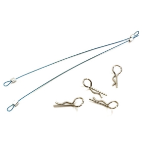C27664BLUE Secured Body Clip (4) with 120mm Retainer Link for 1/10 On-Road