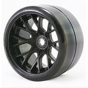 SRC1003B VHT Crusher Onroad Belted tire Black wheels 1/2 offset W/ WHD  (반대분) 몬스터 슬릭 접착 완료 17미리 헥스용 (안티 도넛 타이어)
