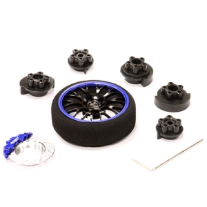 C23307BLUEBLACK Evolution V Steering Wheel Set for Most HPI, Futaba, Airtronics, Hitec &amp; KO