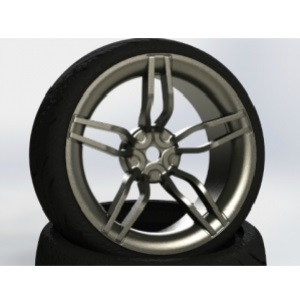 CR Model 1/10 Touring Drift Tires+Wheels Gunmetal (2) (#2FM-D1)