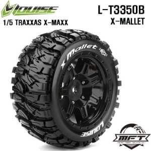 L-T3350B X-MALLET TRAXXAS X-MAXX용 MFT MONSTER TRUCK TIRE SPORT / BLACK RIM HEX 24MM / MOUNTED / 본딩완료(반대분)(1/5Scale타이어)