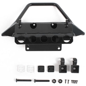 VVV-C1076 Rough Stuff Metal Front Bumper w/Flood Lights for Axial 1/10 SCX10 III Jeep JLU Wrangler