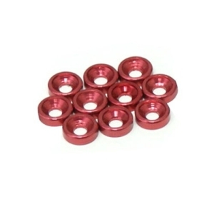 WSAL2396-3RE Aluminum Countersunk WasherM3.0,Argent,10 pcs (RED)