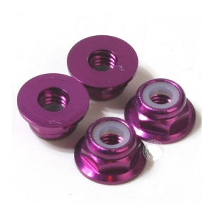 LP4-4321-P 4mm Alum. Flanged Lock Nut (Purple/4Pcs)