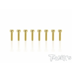 GSS-2510H 2.5x10mm Gold Plated Steel Hex. Socket Head Screws（8pcs.)