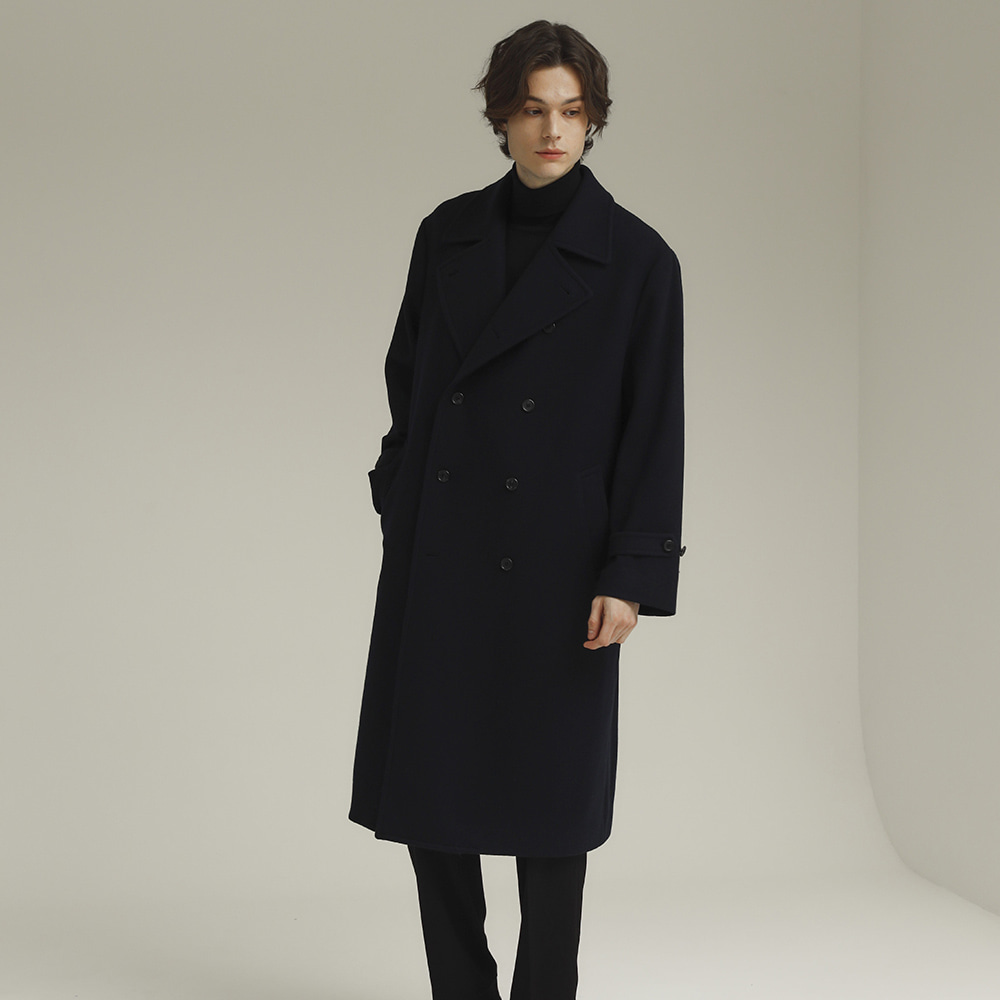 PECOLAMB MELTON DOUBLE COAT (Navy)Fill Chic(필시크)