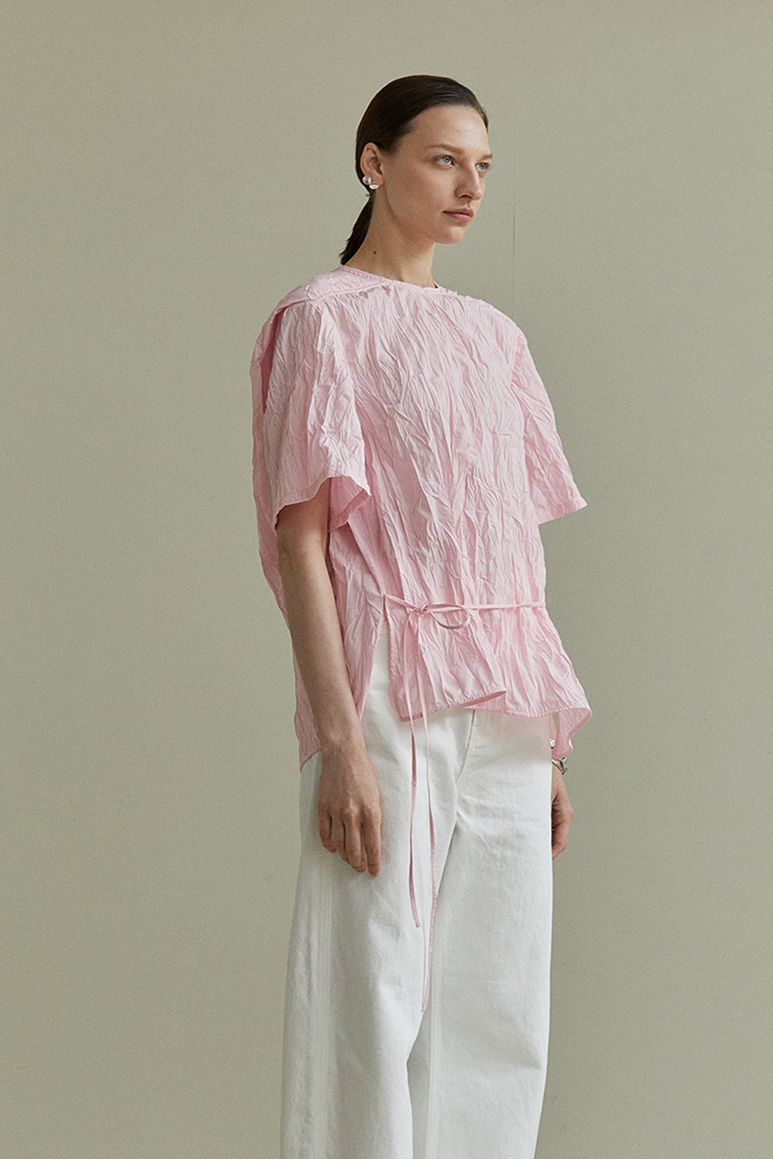 CREASE COTTON TOP PINK