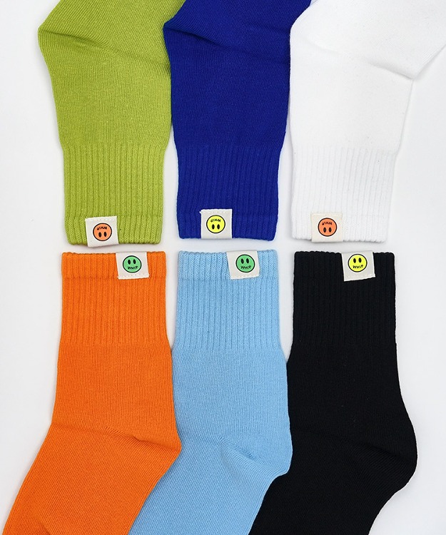 스마일 스티커 socks (6p)