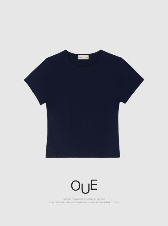 [OUE] 슬림핏 크롭 골지 티셔츠 (4 color)