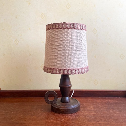 Vintage hessian shade &amp; wooden lamp