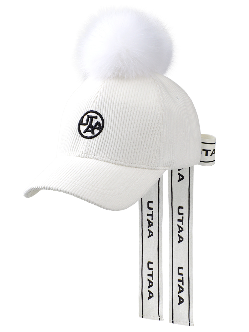 UTAA Corduroy Velvet Fur Ball Cap : White (UD1GCF227WH)