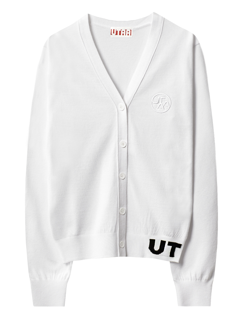 UTAA Pixel Logo Knit Cardigan : Men&#039;s White(UC1KCM417WH)